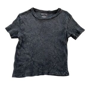 On Fire Acid Wash T-Shirt Sz L  Black/Gray Short Sleeve Tee Grunge Gen Z Y2K